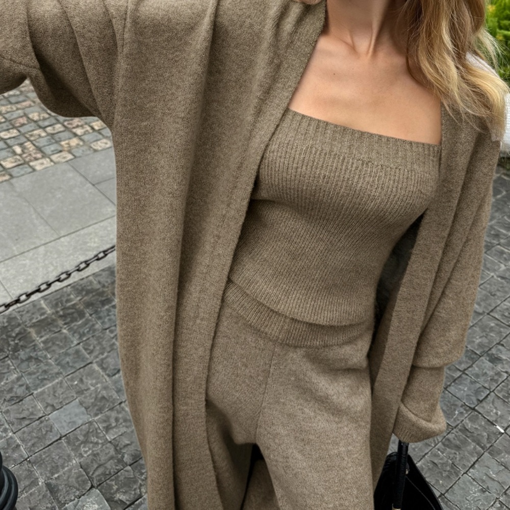 Commense Tan Sweater Cardigan 3 piece Set